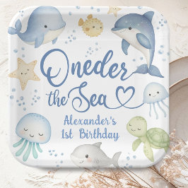 ONEder The Sea Boy 1st Birthday Cute Ocean ペーパープレート