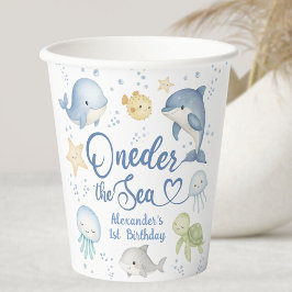 ONEder The Sea Boy 1st birthday Cute Ocean 紙コップ