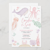 Oneder the Sea First Birthday Partyへの招待 招待状 (正面/裏面)