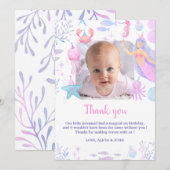 Oneder the Sea Girl 1st Birthday Mermaidの写真 サンキューカード (正面/裏面)