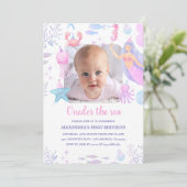 Oneder the Sea Girl 1st Birthday Mermaidの写真 招待状 (スタンド正面)