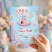 ONEder the Sea Girl First Birthday Photo 招待状