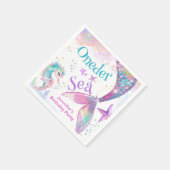 Oneder The Sea Mermaid 1st誕生日ピンクパープル スタンダードカクテルナプキン (角)