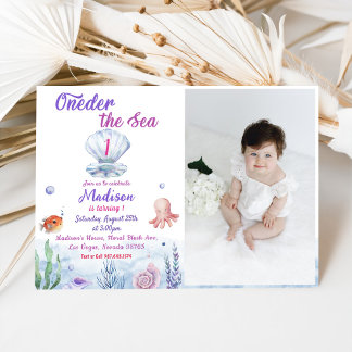 Oneder The Sea Mermaid 1st Birthdayパーティー写真 招待状