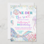  Oneder the sea mermaid 1st birthday invitation 招待状 (正面)