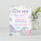  Oneder the sea mermaid 1st birthday invitation 招待状 (スタンド正面)