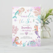 Oneder The Sea Mermaid Under The Sea 1st Birthday 招待状 (スタンド正面)