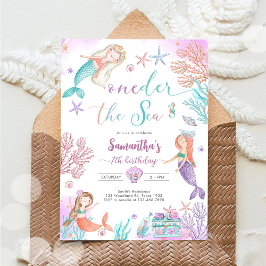 Oneder The Sea Mermaid Under The Sea 1st Birthday 招待状