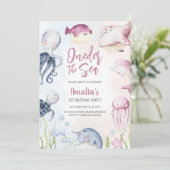 Oneder the Sea Ocean Animals 1st Birthday  招待状 (スタンド正面)