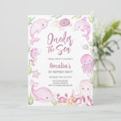 Oneder the Sea Ocean Animals 1st Birthday  招待状 (スタンド正面)