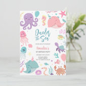 Oneder the Sea Ocean Animals 1st Birthday 招待状 (スタンド正面)