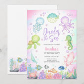 Oneder the Sea Ocean Animals 1st Birthday  招待状 (正面/裏面)