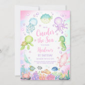 Oneder the Sea Ocean Theme Kids 1st Birthday 招待状 (正面)
