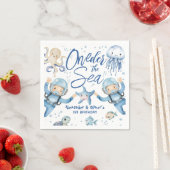 ONEder The Sea Twin Boys 1st birthday Cute Ocean  スタンダードカクテルナプキン (インサイチュ)