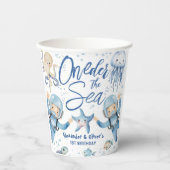 ONEder The Sea Twin Boys 1st birthday Cute Ocean 紙コップ (正面)