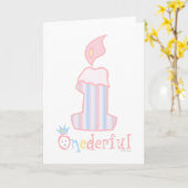 ONEderfulのピンクの蝋燭 カード (黄色い花)