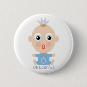 ONEderfulのベビーの顔-青 缶バッジ