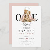 ONEderfulテディレインボーガールの誕生日招待状 招待状 (正面/裏面)