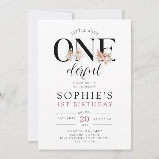 ONEderfulフローラガールズ誕生日招待状 招待状 (正面)