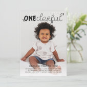 Onederfulブラックフォミニマルト誕生日 招待状 (スタンド正面)