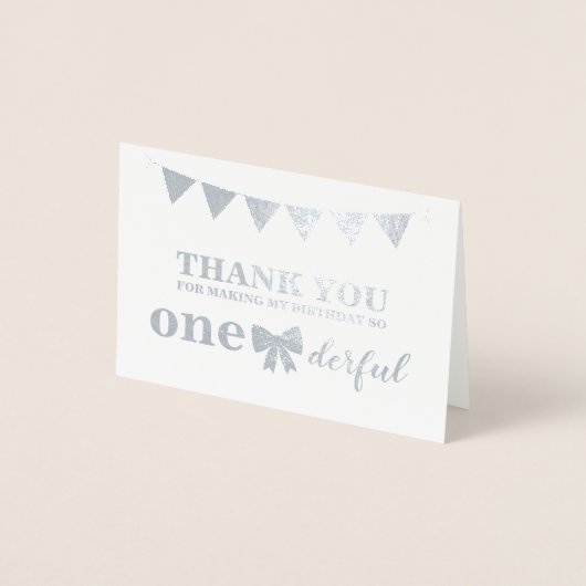 Onederfulホイ実在ル第1誕生日サンキューカード 箔カード (正面)