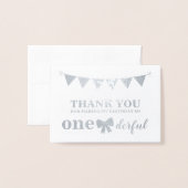 Onederfulホイ実在ル第1誕生日サンキューカード 箔カード (封筒付き正面)