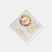 Onederful恋しく思フォトフローラリース第1の誕生日 スタンダードカクテルナプキン (角)