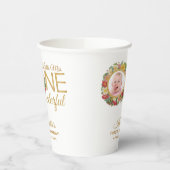 Onederful最初の誕生日写真のバラリース金ゴールド 紙コップ (左)