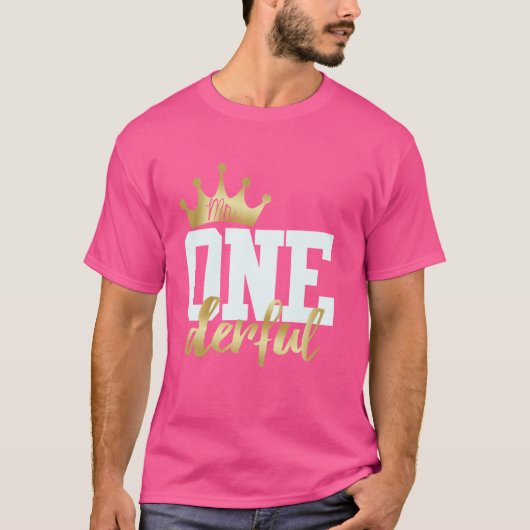 Onederful氏1歳の誕生日の最初の一面真皮のマッチン Tシャツ (正面)