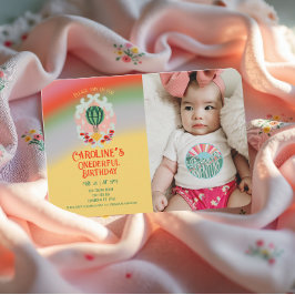 Onederful熱気球ファースト誕生日 サンキューカード