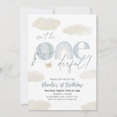 Onederful熱気球ブルーボーイ第1誕生日 招待状 (正面)