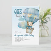 Onederful熱気球ブルー1st誕生日 招待状 (スタンド正面)