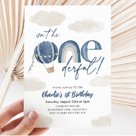 Onederful熱気球レインボーボーイ1st誕生日 招待状
