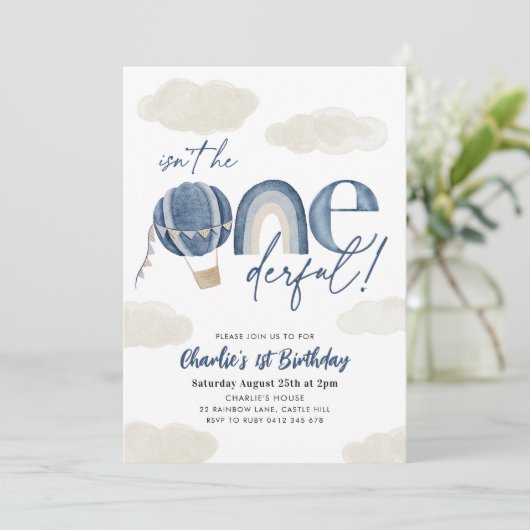 Onederful熱気球レインボーボーイ1st誕生日 招待状 (スタンド正面)