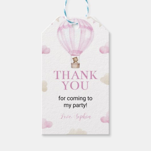 Onederful熱気球誕生日ありがとうラベル ギフトタグ (正面)