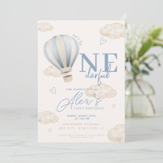 Onederful熱気球1st誕生日招待状 招待状 (スタンド正面)