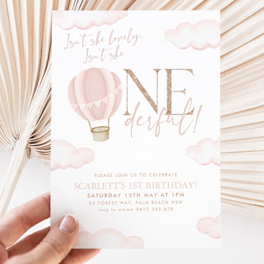Onederful熱気球1st誕生日招待状 招待状