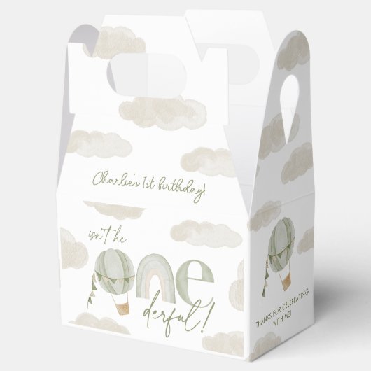 Onederful熱気球Sageグリーンの最初の誕生日 フェイバーボックス (オープン)