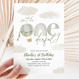 Onederful熱気球Sage Boy 1st Birthday 招待状