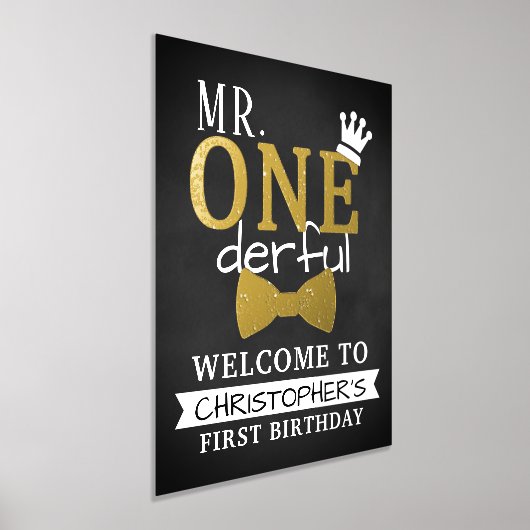 ONEderful第1フォイル実在誕生日歓迎サイン 箔ポスター (レイダウン)