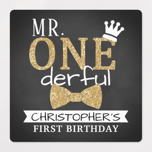 ONEderful第1回バースデーパーティーのお願い ラベル (デザイン1)