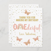 ONEderful誕生日ピンク蝶サンキューカード シーズンカード (正面/裏面)