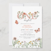 Onederful エレガント Wildflower 1st Birthday 招待状 (正面)