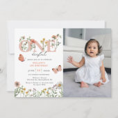 Onederful エレガント Wildflower 1st Birthday 招待状 (正面)