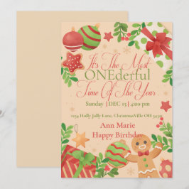 ONEderful クリスマスお祝い – 初めての誕生日 招待状