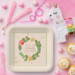 ONEderful クリスマスリース 誕生日パーティー ペーパープレート