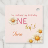 ONEderful デイジー スクエア 写真 ファバー タグ 1歳の誕生日 (裏面)