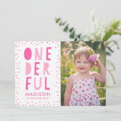 Onederful | 写真入り1歳の誕生日パーティー招待状 招待状 (スタンド正面)