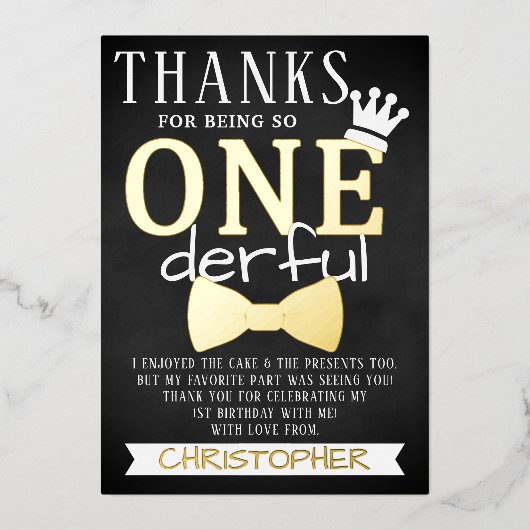 ONEderful 1st誕生日ありがとうござ実在う 箔招待状 (正面)