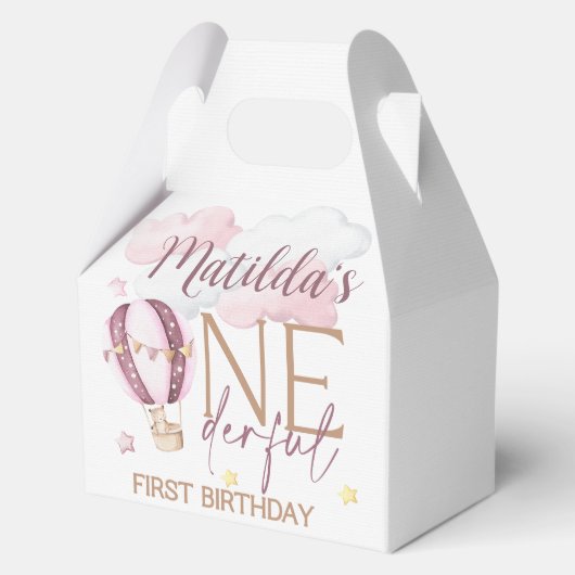 ONEderful 1st誕生日パーティーボックス – ピンク フェイバーボックス (正面)